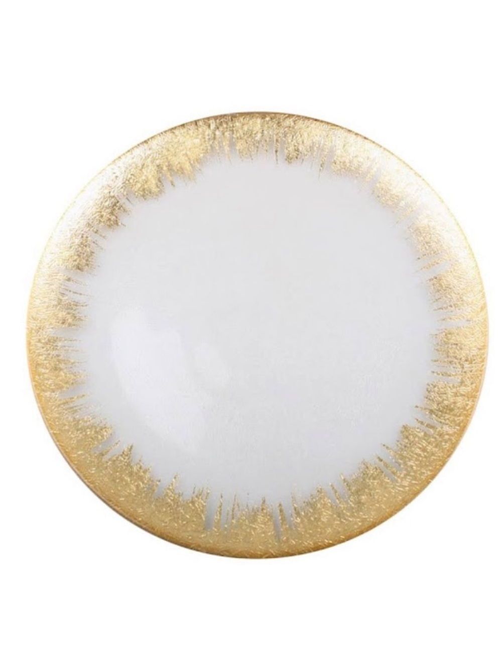 Classic Touch Large Round Gold Splash Foil Rim Glass Platter Serving Tray